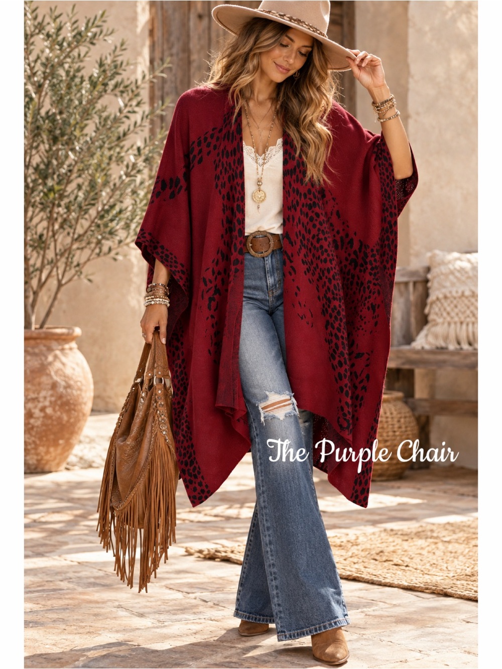 CHICOS Leopard Print Knit Open Ruana S/M
